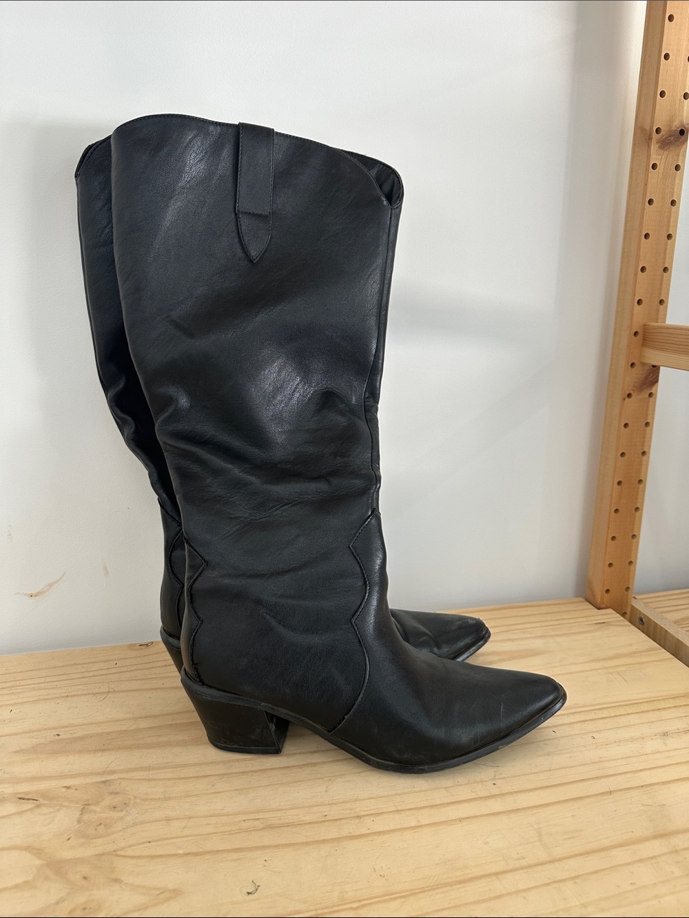 Fashion to Figure Black Over-the-Knee Pointed Toe Boots
